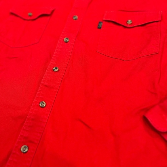 [XL]Vintage Roper Mens Red 100% Cotton L/S Solid Long Tail Western Shirt - Picture 4 of 9